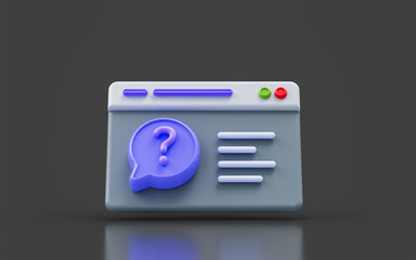 Wall Mural - question mark interface sign on dark background 3d render concept for confusion online information