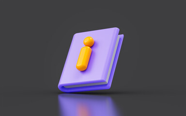 Wall Mural - book exclamation sign on dark back ground 3d render concept for confusion and thinking lecture