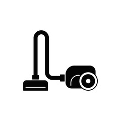 Sticker - home vaccum icon in black flat glyph, filled style isolated on white background