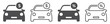 Set of car loan icons and money. Car with percent and dollars icons. Buying vehicle, car loan, transport payment, rent car. Vector illustration.