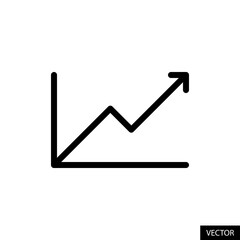 Portfolio chart, Growth, Sales graph, Stock or share market investment concept vector icon in line style design for website, app, UI, isolated on white background. Editable stroke. Vector illustration