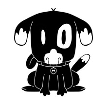 Cute Black Dog Cartoon Character