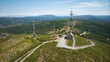 telecommunications towers landscape at bird eye view
