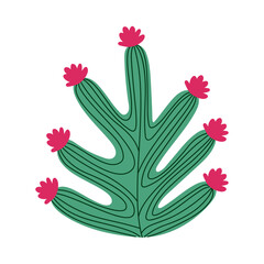 Sticker - cactus with red flowers