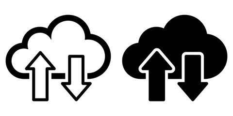 Wall Mural - ofvs52 OutlineFilledVectorSign ofvs - upload download cloud vector icon . isolated transparent . cloud drive storage sign . black outline and filled version . AI 10 / EPS 10 . g11361