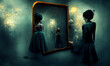dark world behind mirror, surreal, digital art