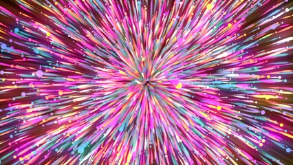 Wall Mural - colorful explosive flow with moving lines and particles. motion. luminous bright stream of energetic