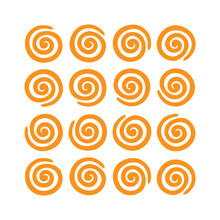 Pattern Of Orange Spirals Arranged In A Square. Isolated On White Background. Vector Illustration