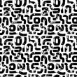 © Anastasiia Hevko - Hand drawn geometric shapes seamless pattern. Modern stylish texture. Square circle, curved round lines. Black wide brush strokes. Geometric motifs in retro style of 60s and 70s. Ink illustration