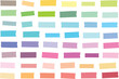 © the simple surface - Mini washi tape strips in 48 solid pastel colors. Semi-transparent masking tape or adhesive strips. EPS file has global colors for easy color changes.