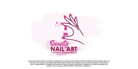 Wall Mural - Beauty nail art logo design for manicure and pedicure with creative concept Premium Vector part 1