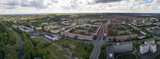Fototapeta Morze - Panorama Stadtbild, Planstadt, Eisenhuettenstadt 2022, Luftaufnahme, Deutschland