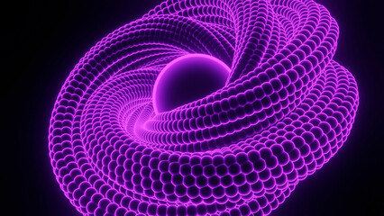 Poster - Abstract futuristic swirling neon spiral on a back background. Design. Twisted colorful figure transforming and rotating, seamless loop.