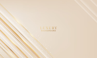 Wall Mural - Golden lines luxury on cream color background