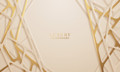 Wall Mural - Golden lines luxury on cream color background