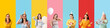 © Pixel-Shot - Set of women celebrating birthday on colorful background