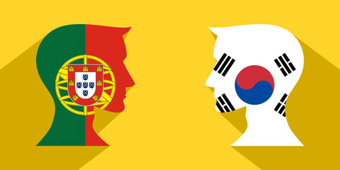 Wall Mural - face to face concept. portugal vs korea republic. vector illustration