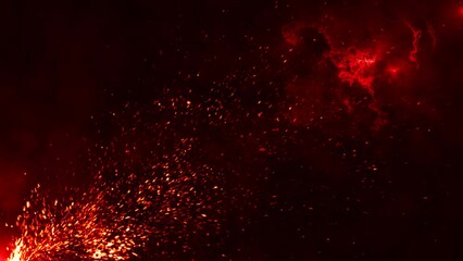 Wall Mural - Particle fire background animation, Futuristic mysterious flowing digital particles wave de-focus virtual reality abstract cyber space environment background. 