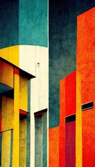 Wall Mural - Abstract Bauhaus style background. Trendy aesthetic Bauhaus architecture design. Digital art.