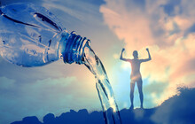 People Drinking Water And Health Benefits, Weight Loss Concept 