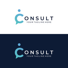 Wall Mural - consultation logo with bubble chat sign, infinity consultation, consultation with people. by using e