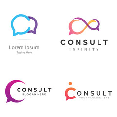 Wall Mural - consultation logo with bubble chat sign, infinity consultation, consultation with people. by using e