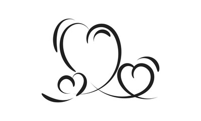 Sticker - Line Drawing Of Love. Hand Drawn Heart Decorative Design for print or use as poster, card, flyer, Tattoo or  T Shirt