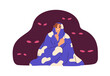 © Good Studio - Fear of dark, nightmare concept. Person sitting under blanket, afraid of imagined creepy eyes looking from darkness at night. Psychology phobia. Flat vector illustration isolated on white background