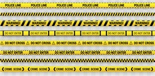 Black And Yellow Line Striped Background. Yellow Black Arrow Line. Caution Tape. Police Tape Set. Stripe Line Background. Warn Caution Symbol. Vector Illustration