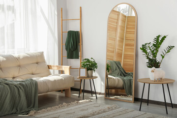 Wall Mural - Stylish room interior with leaning floor mirror