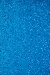  Water drops on blue background.
