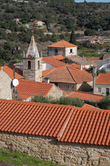 Sticker - View of Church and Village Roof Tops in Castelo Mendo, Portugal