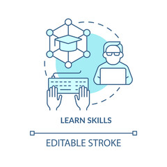 Wall Mural - learn skills turquoise concept icon. bachelor degree. become software engineer abstract idea thin li