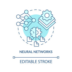 Wall Mural - neural networks turquoise concept icon. machine learning engineer skill abstract idea thin line illu