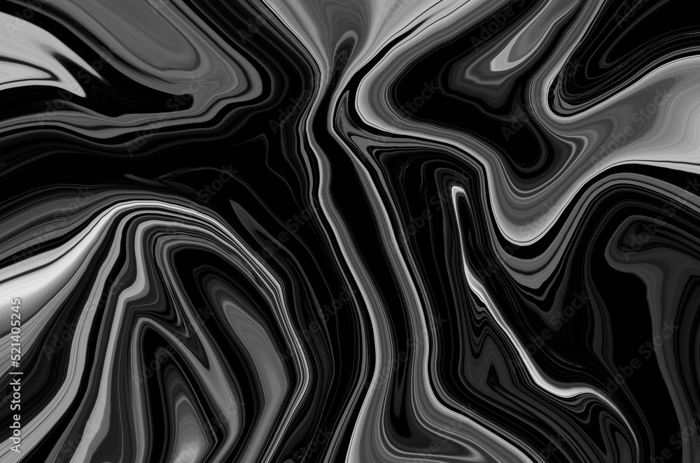Black and white Psychedelic liquid marble fluid abstract art background ...