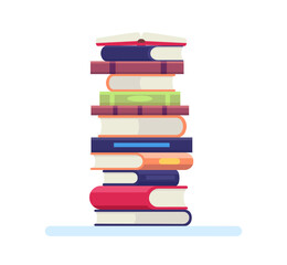 Wall Mural - Pile of book. University or school library objects for learning, reading. Stack of colorful textbooks with hardcover