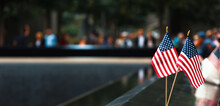 New York City, USA - Sep. 27, 2017: Ground Zero 9/11 Memorial. Memorial Honors People Killed In The Terror Attacks Of September 11