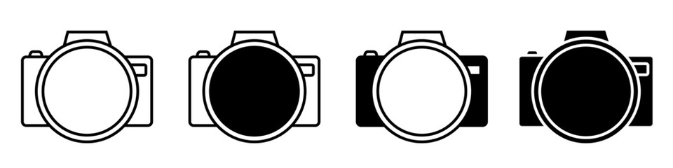 Photo camera icon vector set. Photography studio illustration sign collection. film symbol.