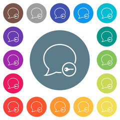 Wall Mural - Message secure outline flat white icons on round color backgrounds