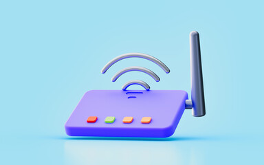 Wall Mural - wi-fi router sign 3d render concept for wave internet signal satellite communication connect phone