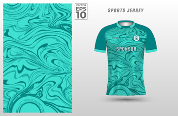 tosca green t-shirt sport design template with abstract liquid pattern for soccer jersey. sport unif