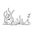 © Надежда Аксенова - Continuous line drawing . Underwater world, landscape with seaweed. Vector illustration