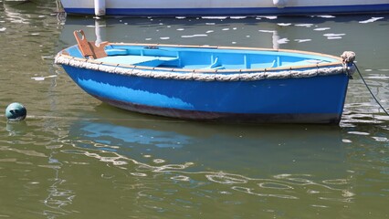 Sticker - Blue boat on the river