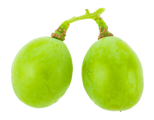 Sticker - Green grapes isolated on white background.