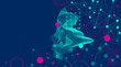 © Katsiaryna Hatsak - Artificial Intelligence concept. Creative brain concept background. Vector science illustration. Technology background. Big data concept. Machine cyber mind. Human face with binary data flow