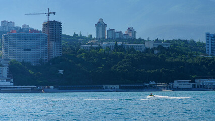 Sticker - Yalta, Crimea. Seascape overlooking the city's coastline.