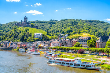 Canvas Print - Blick auf Cochem und die Reichsburg, Mosel, Rheinland Pfalz, Deutschland 