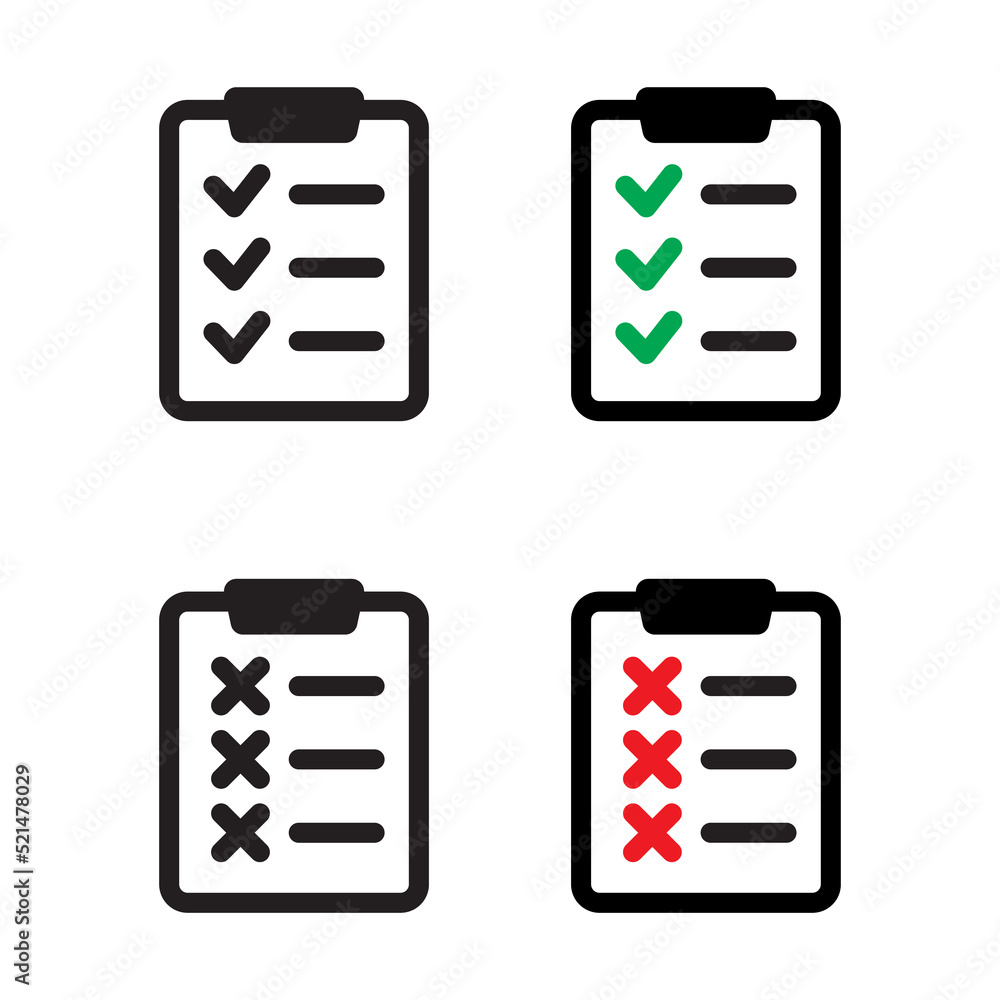Task Checked Visual Icon Clipboard vector icons isolated. Task done sign. Green check mark icons ...