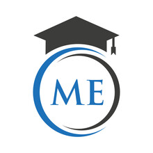 Letter ME Education Logo Concept With Educational Graduation Hat Vector Template