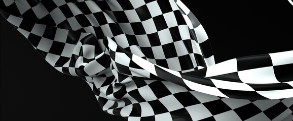 Wall Mural - Checkered flag, race flag background 3d.